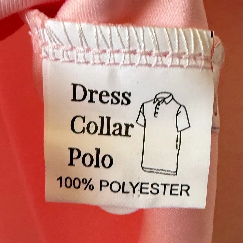 Collars & Co Mens Dress Collar Polo Shirt Pink Long Sleeve Button Down Small